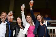 14 July 2016; Racegoers celebrate a winner in the Irish Stallion Farms European Breeders Fund Median Auction Maiden during the Bulmers Evening Meeting at Leopardstown in Dublin. Photo by Cody Glenn/Sportsfile