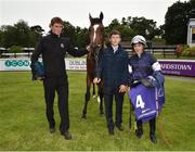 14 July 2016; Wayne Lordan and winning connections of Intern after winning the Irish Stallion Farms European Breeders Fund Median Auction Maiden during the Bulmers Evening Meeting at Leopardstown in Dublin. Photo by Cody Glenn/Sportsfile