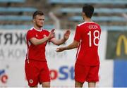 14 July 2016; David Cawley, left, and Sam Verdon of St Patrick's Athletic after the UEFA Champions League Second Qualifying Round 1st Leg match between Dinamo Minsk and St Patrick's Athletic at Traktor Stadium in Minsk, Belarus. Photo by Sportsfile