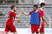 14 July 2016; Sean Hoare, left, and Mark Timlin of St Patrick's Athletic after the UEFA Champions League Second Qualifying Round 1st Leg match between Dinamo Minsk and St Patrick's Athletic at Traktor Stadium in Minsk, Belarus. Photo by Sportsfile