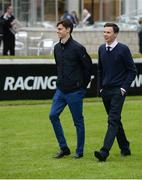 14 July 2016; Trainer Joseph O'Brien, right, and his brother jockey Donnacha O'Brien following the Irish Stallion Farms European Breeders Fund Stanerra Stakes during the Bulmers Evening Meeting at Leopardstown in Dublin. Photo by Cody Glenn/Sportsfile