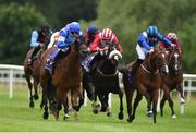 14 July 2016; Three Majors, left, with Ana O'Brien, up, on their way to winning the ICON Apprentice Handicap from second place Sufoof with Dylan Hogan during the Bulmers Evening Meeting at Leopardstown in Dublin. Photo by Matt Browne/Sportsfile