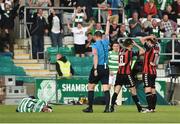 15 July 2016; Referee Paul McLaughlin shows a red card to Keith Buckley, 8, of Bohemian FC during the SSE Airtricity League Premier Division match between Shamrock Rovers and Bohemian FC at Tallaght Stadium in Tallaght, Co Dublin. Photo by David Maher/Sportsfile