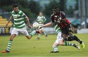 15 July 2016; Ismahil Akinade of Bohemian FC in action against Sean Heaney and Killian Brennan of Shamrock Rovers during the SSE Airtricity League Premier Division match between Shamrock Rovers and Bohemian FC at Tallaght Stadium in Tallaght, Co Dublin. Photo by David Maher/Sportsfile