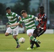 15 July 2016; Ismahil Akinade of Bohemian FC in action against Sean Heaney of Shamrock Rovers during the SSE Airtricity League Premier Division match between Shamrock Rovers and Bohemian FC at Tallaght Stadium in Tallaght, Co Dublin. Photo by David Maher/Sportsfile