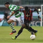 15 July 2016; Ismahil Akinade of Bohemian FC in action against Killian Brennan of Shamrock Rovers during the SSE Airtricity League Premier Division match between Shamrock Rovers and Bohemian FC at Tallaght Stadium in Tallaght, Co Dublin. Photo by David Maher/Sportsfile