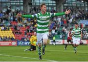 15 July 2016; Gary Shaw of Shamrock Rovers celebrates after scoring his side's goal during the SSE Airtricity League Premier Division match between Shamrock Rovers and Bohemian FC at Tallaght Stadium in Tallaght, Co Dublin. Photo by Eóin Noonan/Sportsfile