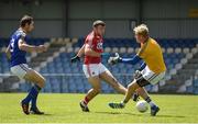 16 July 2016; Peter Kelleher of Cork has a shot at goal saved by Paddy Collum of Longford during the GAA Football All-Ireland Senior Championship Round 3B match between Longford and Cork at Glennon Brothers Pearse Park in Longford. Photo by Ramsey Cardy/Sportsfile