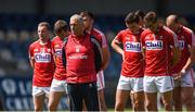 16 July 2016; Cork manager Peadar Healy and his side during the National Anthem ahead of the GAA Football All-Ireland Senior Championship Round 3B match between Longford and Cork at Glennon Brothers Pearse Park in Longford. Photo by Ramsey Cardy/Sportsfile