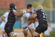 3 September 2010; Ian Whitten, Ulster, in action against Marty Holah and Richard Fussell, Ospreys. Celtic League, Ulster v Ospreys, Ravenhill Park, Belfast. Picture credit: Oliver McVeigh / SPORTSFILE