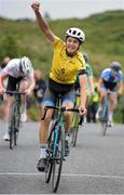 16 July 2016; Charlie Meredith of Giant Halo Team celebrates as he crosses the finish line to win Stage 5 of the 2016 Scott Bicycles Junior Tour of Ireland, Gallows Hill, Co. Clare. Picture credit: Stephen McMahon/SPORTSFILE