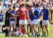 16 July 2016; Players from both side's tussle which resulted in a red card for James Loughrey, 6, of Cork  and Darren Gallagher, 9, of Longford during the GAA Football All-Ireland Senior Championship Round 3B match between Longford and Cork at Glennon Brothers Pearse Park in Longford. Photo by Ramsey Cardy/Sportsfile