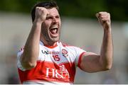 16 July 2016; Mark Lynch of Derry celebrates victory at the final whistle in the GAA Football All-Ireland Senior Championship Round 3A match between Cavan and Derry at Kingspan Breffni Park in Cavan. Photo by Brendan Moran/Sportsfile