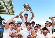17 July 2016; Kildare captain Brian McLoughlin is lifted shoulder high by his teammates at the end of the Electric Ireland Leinster GAA Football Minor Championship Final match between Laois and Kildare at Croke Park in Dubin. Photo by David Maher/Sportsfile