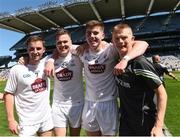 17 July 2016; Manager of Kildare Brendan Hackett celebrates with, from left, Sam Doran, Cian Costigan and David Marnell at the end of the Electric Ireland Leinster GAA Football Minor Championship Final match between Laois and Kildare at Croke Park in Dubin. Photo by David Maher/Sportsfile