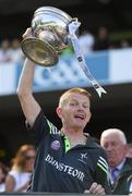 17 July 2016; Kildare manager Brendan Hackett lifts the cup after the Electric Ireland Leinster GAA Football Minor Championship Final match between Laois and Kildare at Croke Park in Dubin. Photo by Ray McManus/Sportsfile