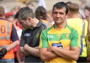 17 July 2016; A dejected Donegal manager Rory Gallagher, left, and Frank McGlynn of Donegal after the Ulster GAA Football Senior Championship Final match between Donegal and Tyrone at St Tiernach's Park in Clones, Co Monaghan. Photo by Oliver McVeigh/Sportsfile