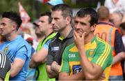 17 July 2016; A dejected Donegal manager Rory Gallagher, left, and Frank McGlynn of Donegal after the Ulster GAA Football Senior Championship Final match between Donegal and Tyrone at St Tiernach's Park in Clones, Co Monaghan. Photo by Oliver McVeigh/Sportsfile