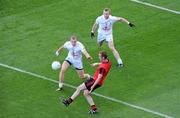 29 August 2010; Benny Coulter, Down, in action against Peter Kelly, 2 and Morgan O'Flaherty, Kildare. GAA Football All-Ireland Senior Championship Semi-Final, Kildare v Down, Croke Park, Dublin. Picture credit: Brendan Moran / SPORTSFILE