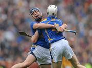 5 September 2010; Paddy Stapleton, left, Tipperary, celebrates with team-mate Michael Cahill at the end of the game. GAA Hurling All-Ireland Senior Championship Final, Kilkenny v Tipperary, Croke Park, Dublin. Picture credit: David Maher / SPORTSFILE