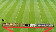 5 September 2010; The Kilkenny and Tipperary teams line up to meet President Mary McAleese before the game. GAA Hurling All-Ireland Senior Championship Final, Kilkenny v Tipperary, Croke Park, Dublin. Picture credit: Brendan Moran / SPORTSFILE