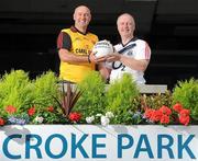 6 September 2010; Former Down footballer Conor Deegan, left, with former Cork fotballer Larry Tompkins at the launch of the oneills.com Kilmacud Crokes All-Ireland Football Sevens tournament in Croke Park today. The renowned event attracts 48 of the top club sides from around the country and will take place on 18 September in and around Kilmacud Crokes GAA Club. Launch of the 2010 oneills.com Kilmacud Crokes All-Ireland Football Sevens Competition, Croke Park, Dublin. Photo by Sportsfile