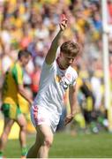 17 July 2016; Kieran McGeary of Tyrone turns and celebrates after scoring the final point during the Ulster GAA Football Senior Championship Final match between Donegal and Tyrone at St Tiernach's Park in Clones, Co Monaghan. Photo by Oliver McVeigh/Sportsfile