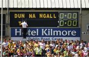 17 July 2016; The scoreboard getting ready before the Ulster GAA Football Senior Championship Final match between Donegal and Tyrone at St Tiernach's Park in Clones, Co Monaghan. Photo by Philip Fitzpatrick/Sportsfile