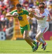 17 July 2016; Ryan Gallagher of Donegal in action against Cathal McShane of Tyrone during the Ulster GAA Football Senior Championship Final match between Donegal and Tyrone at St Tiernach's Park in Clones, Co Monaghan. Photo by Philip Fitzpatrick/Sportsfile