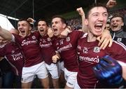 17 July 2016; Galway players, from left, Damien Comer, Sean Denvir, Shane Walsh and Johnny Heaney celebrate at the final whistle during the Connacht GAA Football Senior Championship Final Replay match between Galway and Roscommon at Elverys MacHale Park in Castlebar, Co Mayo. Photo by Stephen McCarthy/Sportsfile
