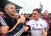 17 July 2016; Bernard Power and Galway manager Kevin Walsh following the Connacht GAA Football Senior Championship Final Replay match between Galway and Roscommon at Elverys MacHale Park in Castlebar, Co Mayo. Photo by Stephen McCarthy/Sportsfile