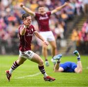 17 July 2016; Danny Cummins of Galway celebrates after scoring his side's third goal during the Connacht GAA Football Senior Championship Final Replay match between Galway and Roscommon at Elverys MacHale Park in Castlebar, Co Mayo. Photo by Stephen McCarthy/Sportsfile