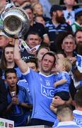 17 July 2016; Eighteen month old Aidan Bastic celebrates as his dad Denis lifts the Delaney Cup after the Leinster GAA Football Senior Championship Final match between Dublin and Westmeath at Croke Park in Dubin. Photo by Ray McManus/Sportsfile