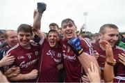 17 July 2016; Paul Varley, second from left, and Thomas Flynn of Galway celebrate with supporters following the Connacht GAA Football Senior Championship Final Replay match between Galway and Roscommon at Elverys MacHale Park in Castlebar, Co Mayo. Photo by Stephen McCarthy/Sportsfile