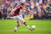 17 July 2016; Danny Cummins of Galway shoots to score his side's third goal during the Connacht GAA Football Senior Championship Final Replay match between Galway and Roscommon at Elverys MacHale Park in Castlebar, Co Mayo. Photo by Stephen McCarthy/Sportsfile