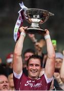 17 July 2016; Gary O'Donnell of Galway lifts the JJ Nestor Cup following the Connacht GAA Football Senior Championship Final Replay match between Galway and Roscommon at Elverys MacHale Park in Castlebar, Co Mayo. Photo by Stephen McCarthy/Sportsfile