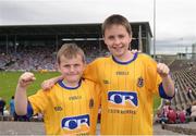 17 July 2016; Caileann Sheridan, aged 9, left, and Jaime Sheridan, aged 11, from Ballintober, Roscommon, in attendance at the Connacht GAA Football Senior Championship Final Replay match between Galway and Roscommon at Elverys MacHale Park in Castlebar, Co Mayo. Photo by Piaras Ó Mídheach/Sportsfile