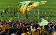 17 July 2016; Both teams during the pre-match parade ahead of the Ulster GAA Football Senior Championship Final match between Donegal and Tyrone at St Tiernach's Park in Clones, Co Monaghan. Photo by Ramsey Cardy/Sportsfile