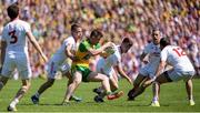 17 July 2016; Patrick McBrearty of Donegal in action against Mark Bradley, Jonathan Munroe, Niall Sludden and Ronan McNabb of Tyrone during the Ulster GAA Football Senior Championship Final match between Donegal and Tyrone at St Tiernach's Park in Clones, Co Monaghan. Photo by Oliver McVeigh/Sportsfile