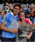 17 July 2016; Bernard Brogan of Dublin with Dublin supporter Saoirse McClean, age 15 from Finglas who drew a picture of Bernard and presented it him after the Leinster GAA Football Senior Championship Final match between Dublin and Westmeath at Croke Park in Dubin. Photo by Eóin Noonan/Sportsfile
