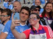 17 July 2016; Bernard Brogan of Dublin poses for a selfie with Dublin supporter Saoirse McClean, age 15 from Finglas the Leinster GAA Football Senior Championship Final match between Dublin and Westmeath at Croke Park in Dubin. Photo by Eóin Noonan/Sportsfile