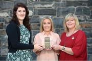 19 July 2016; Ciara McAnespie of Monaghan with The Croke Park Player of the Month for May alongside LGFA President Marie Hickey, right, and Caroline Millar, sales executive for The Croke Park Hotel. The Croke Park Hotel, Jones Road, Dublin. Photo by Cody Glenn/Sportsfile