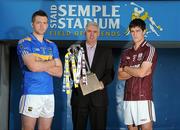 8 September 2010; Ger Cunningham, Sports Sponsorship Manager, Bord Gais Energy, with team captains Padraic Maher, Tipperary, left, and David Burke, Galway, ahead of this weekend’s Bord Gáis Energy GAA Hurling U-21 All-Ireland Final between Galway and Tipperary. The match takes place at Semple Stadium at 7.00pm and will be preceded at 5.00pm by the Bord Gáis Energy GAA Hurling U-21 B All-Ireland Final between Kerry and Meath. Bord Gais Energy GAA Hurling Under 21 All-Ireland Championship Final Media Day, Semple Stadium, Thurles, Co. Tipperary. Picture credit: Matt Browne / SPORTSFILE