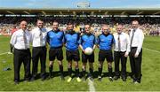17 July 2016; Referee David Coldrick, centre, along with his umpires and officals before the Ulster GAA Football Senior Championship Final match between Donegal and Tyrone at St Tiernach's Park in Clones, Co Monaghan. Photo by Oliver McVeigh/Sportsfile