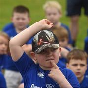 20 July 2016; Michael Connolly, aged 8, from Tullow, Co. Carlow, asks a question during the Bank of Ireland Leinster Rugby Summer Camp at Tullow RFC in Tullow, Co Carlow. Photo by Daire Brennan/Sportsfile