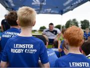 20 July 2016; Participants listen to Peter Dooley of Leinster answer questions during the Bank of Ireland Leinster Rugby Summer Camp at Tullow RFC in Tullow, Co Carlow. Photo by Daire Brennan/Sportsfile