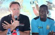 20 July 2016; CPL COO Pete Russel (L) and Darren Sammy (R) during a pre-match press conference ahead of match 21 of the Hero Caribbean Premier League between St Lucia Zouks v St. Kitts and Nevis Patriots at Bay Gardens Beach Resort in Rodney Bay, St Lucia. Photo by Ashley Allen/Sportsfile