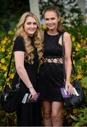 21 July 2016; Racegoers Nicole Politi, left, from Edinburgh, Scotland, and Megan Morrissey, from Castleknock, Co Dublin, during the Bulmers Evening Meeting at Leopardstown in Dublin. Photo by Cody Glenn/Sportsfile