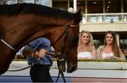 21 July 2016; Racegoers Lauren Power, left, and Linda Keegan, from Knocklyon, Co Dublin, during the Bulmers Evening Meeting at Leopardstown in Dublin. Photo by Cody Glenn/Sportsfile