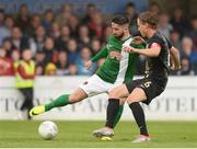 21 July 2016; Seán Maguire of Cork City in action against Rasmus Schüller of BK Hacken during the UEFA Europa League Second Qualifying Round 2nd Leg match between Cork City and BK Hacken at Turners Cross in Cork. Photo by Diarmuid Greene/Sportsfile